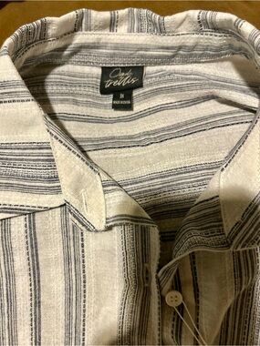 Oak & Tellis size 3x Women's Striped Button-Down Shirt - White & Gray NWT